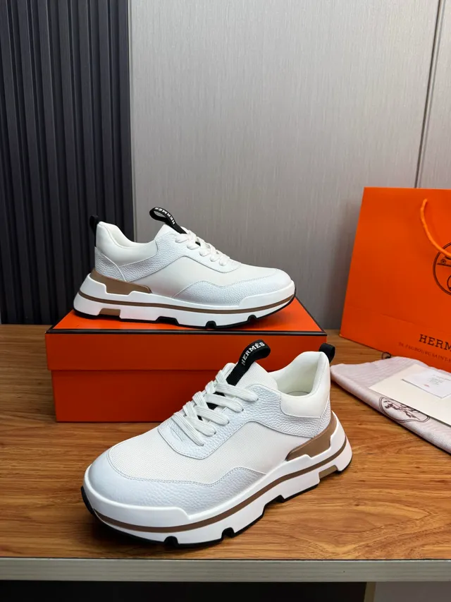 Hermès White and Tan Lifestyle Sneaker