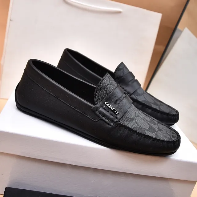 Coach Black Gray Penny Signature C-Print Canvas Loafer