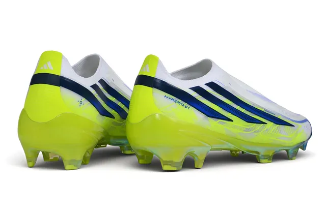 Adidas Yellow Blue Low-Cut Sock-Fit Upper Iridescent Transparent Outsole Firm-Ground Soccer Shoes