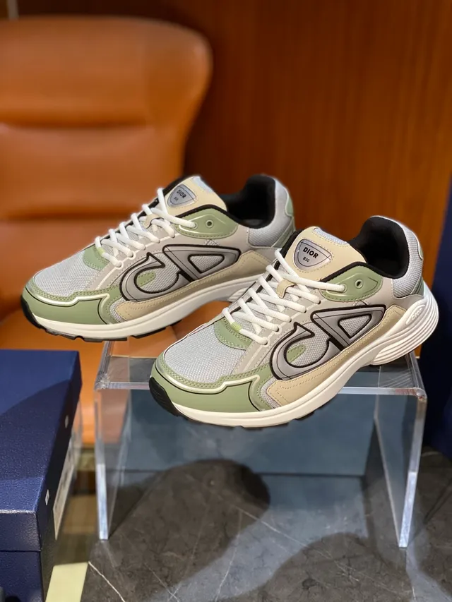 Dior B30 Sage Green and Beige Lifestyle Sneakers