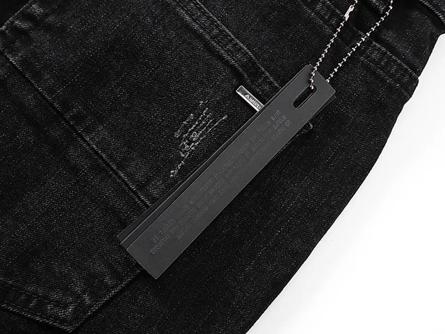Distressed Slim-Fit Black Denim Jeans