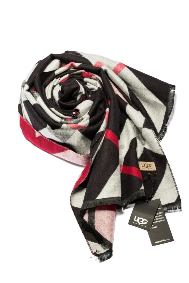 UGG Plaid-Striped Cashmere Scarf