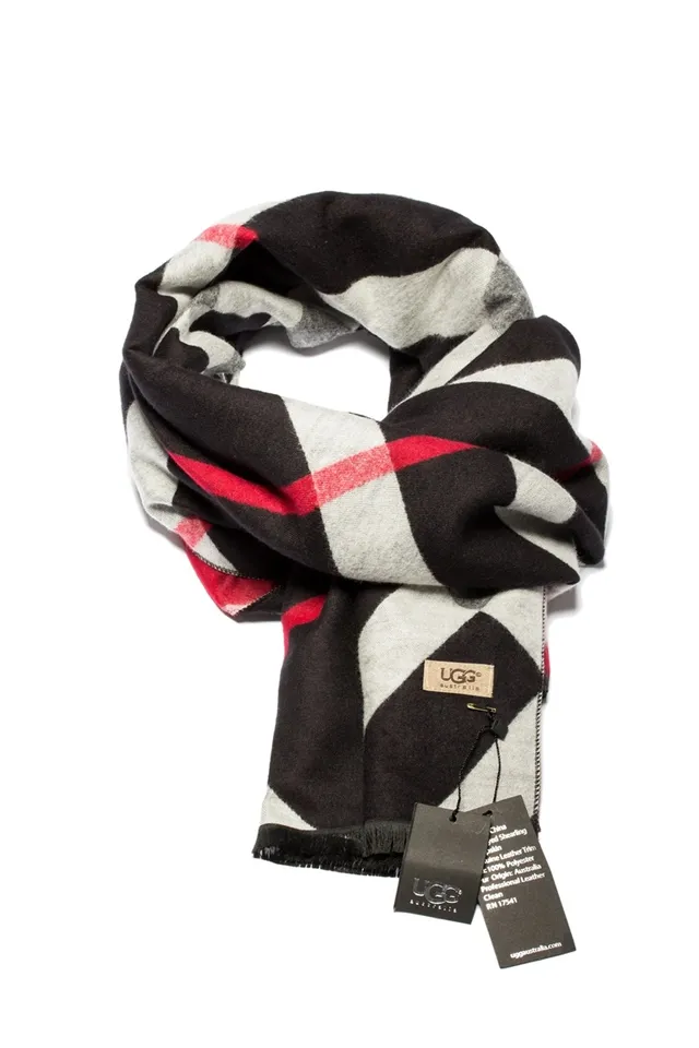 UGG Plaid-Striped Cashmere Scarf