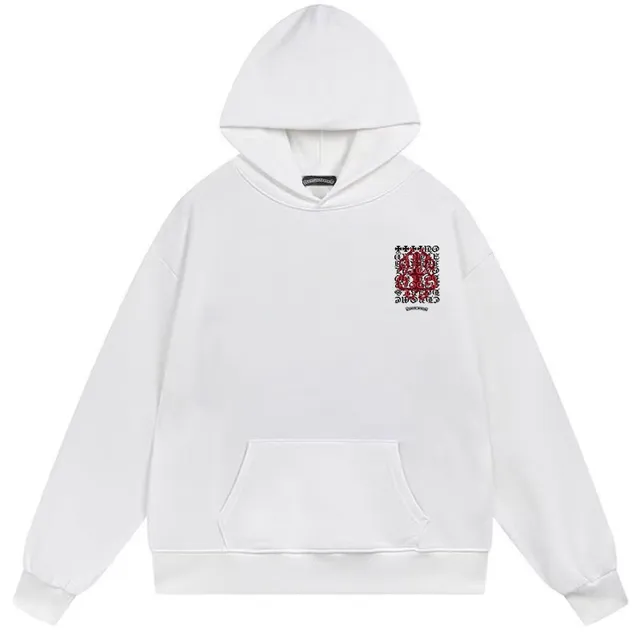 Chrome Hearts Black Red Oversized Fit Graphic-Back Hoodie
