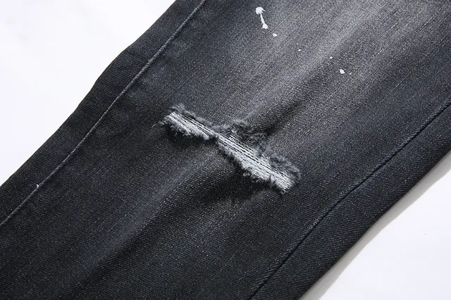 Purple Brand Distressed Slim-Fit Faded Black Jeans