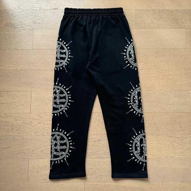 Mixed Emotion Rhinestone Sunburst Logo Black Tracksuit