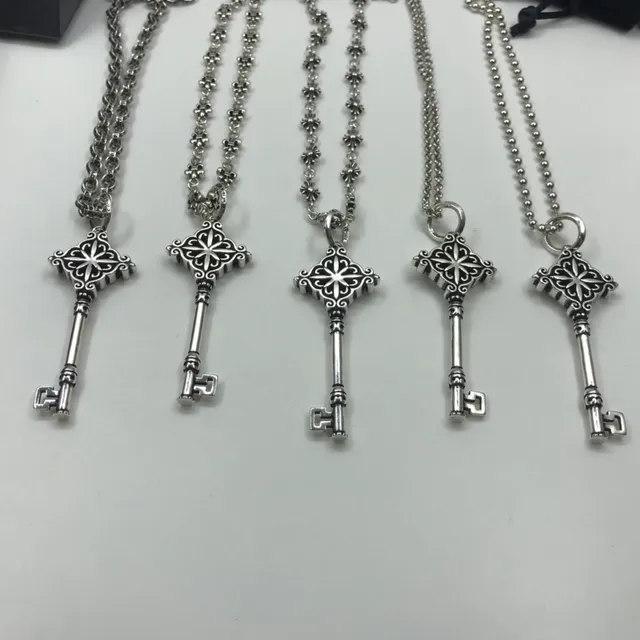 Chrome Hearts Key Pendant Silver-Toned Filigree Necklace