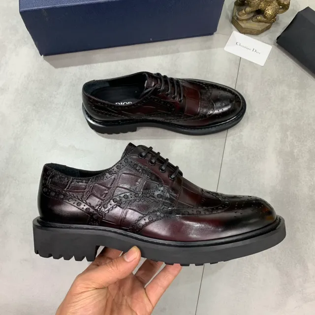 Dior Burgundy Black Wingtip Cap-Toe Brogue