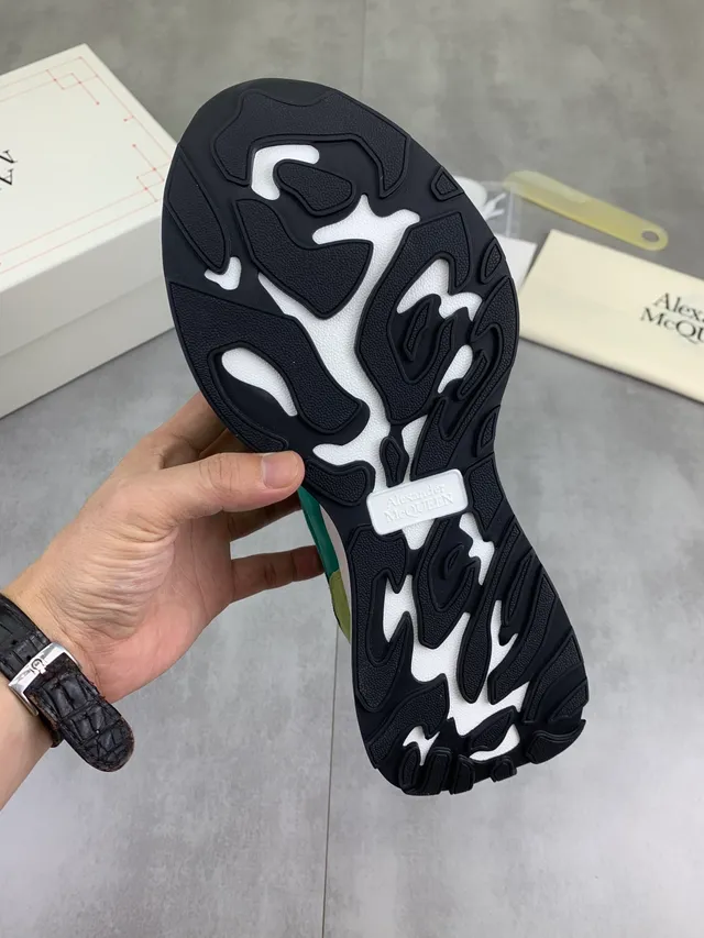 Alexander McQueen Oversized Sneaker Lime Green and Teal Suede Lifestyle Sneakers