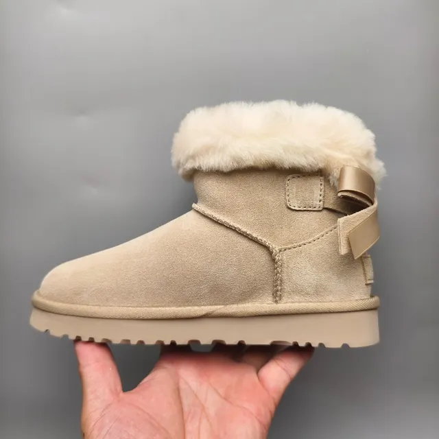 UGG Classic Mini Bow Beige Suede Ankle Boot