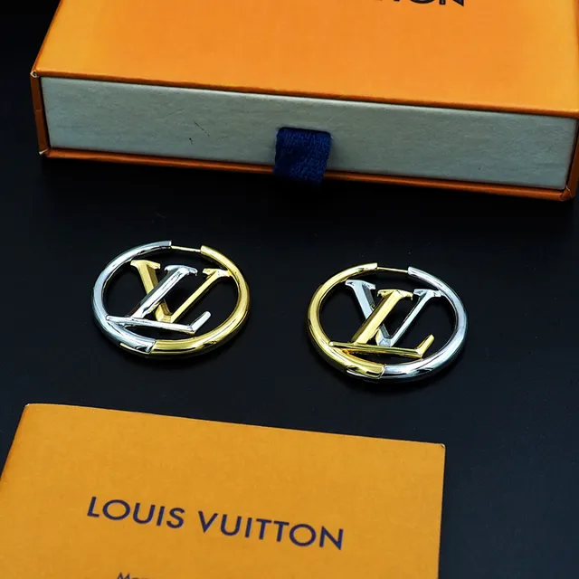 Louis Vuitton LV Circle Hoop Two-Tone Gold Silver Earrings