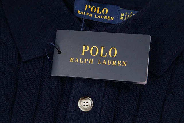Polo Ralph Lauren Beige Navy Cable-Knit Sleeveless Polo Shirt