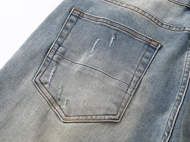 Blue Black Light-Wash Distressed Denim Mid-Thigh Length Shorts