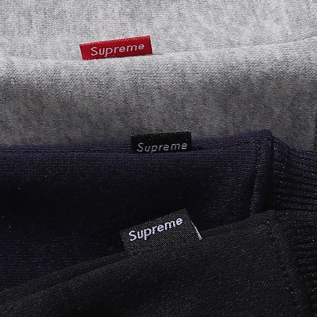 Supreme Full-Zip Navy Gray Embroidered Chest Logo Hoodie
