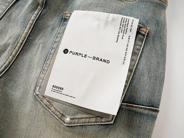 Purple Brand Distressed Paint-Splattered Slim-Fit Light Wash Jeans