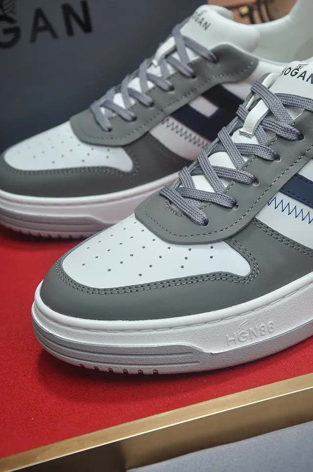 Hogan White Navy Low-Top Layered Sole Lifestyle Sneakers