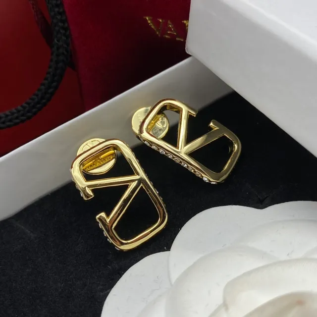 Valentino VLogo Pavé Crystal Gold-Tone Clip-On Earrings
