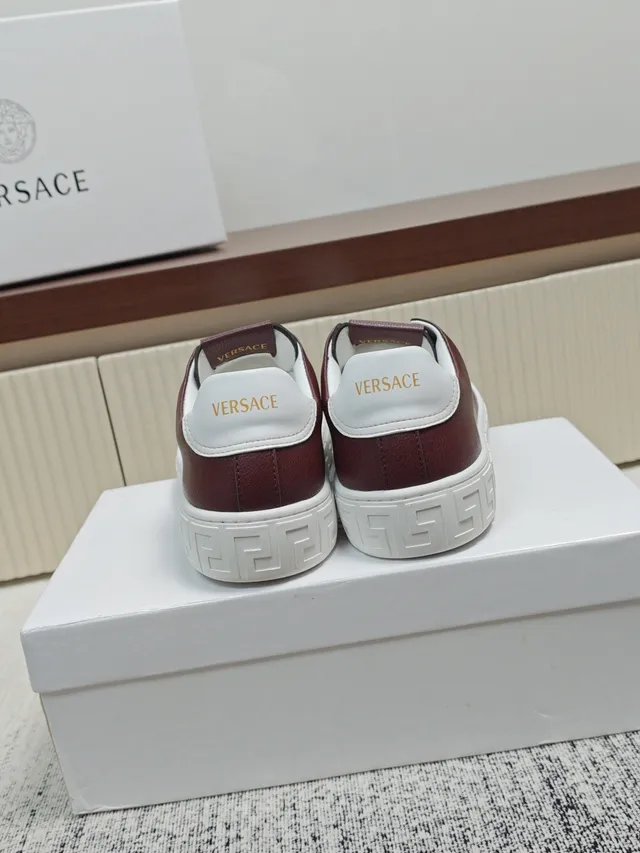 Versace Odissea Burgundy Leather Greca Midsole Lifestyle Sneakers