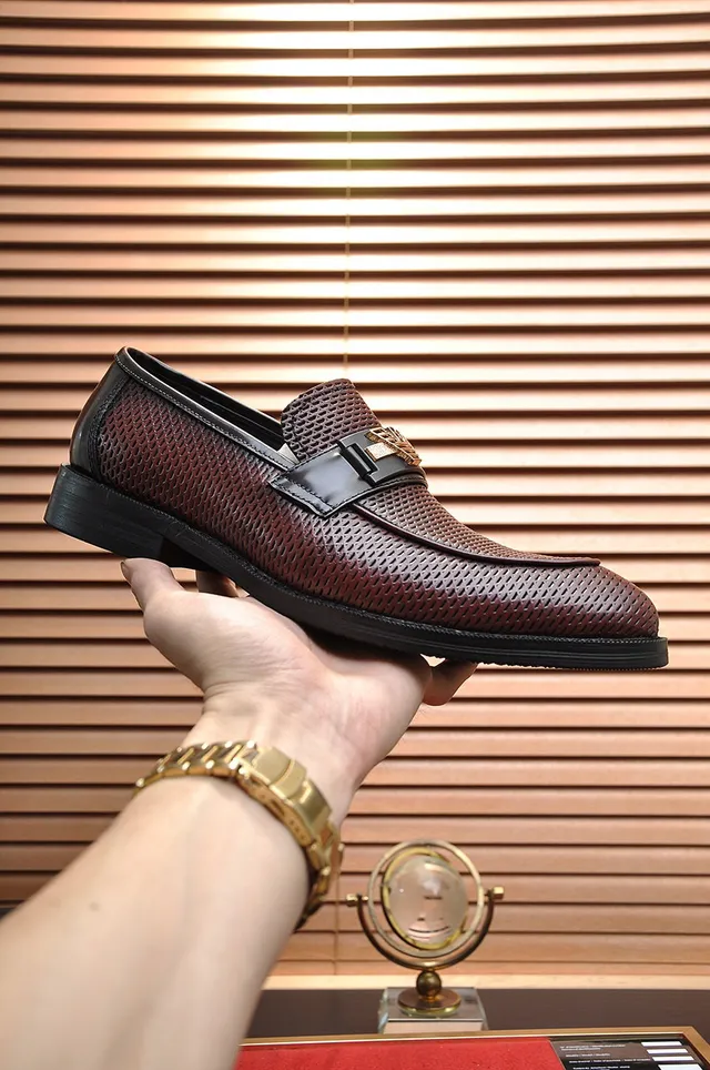 Giorgio Armani Burgundy Black Perforated Leather Metal Eagle Buckle Loafer