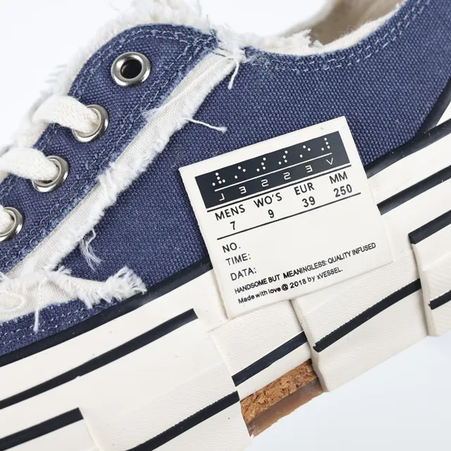Converse Navy Beige Deconstructed Canvas Frayed Edge Detailing Lifestyle Sneakers