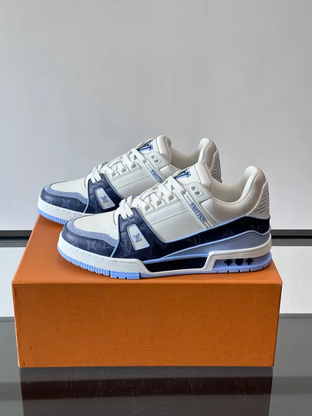 Louis Vuitton White Navy Layered Monogrammed Upper Visible Air-Cushioning Unit Lifestyle Sneakers