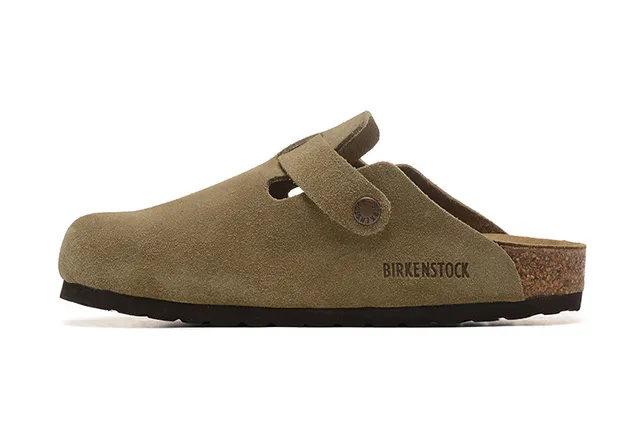 Birkenstock Arizona Suede Olive-Tan Slippers