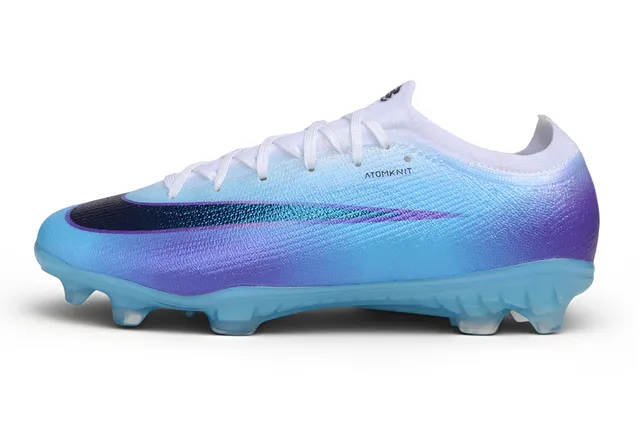Nike Blue Purple Gradient Knit Upper Translucent Plate Sole Firm-Ground Soccer Shoes