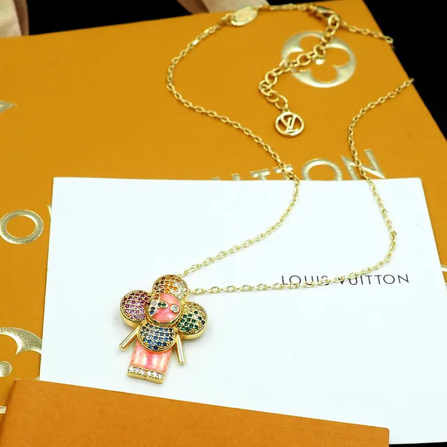 Louis Vuitton Flower Motif Multicolor Crystal Enamel Necklace