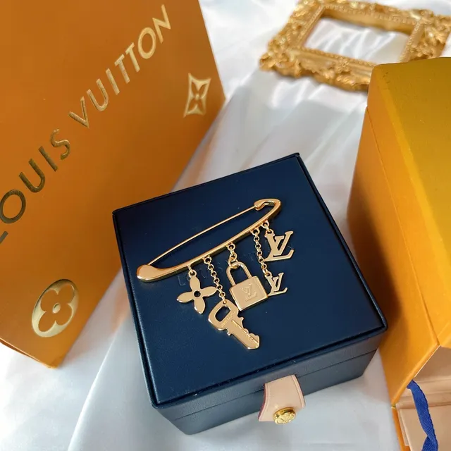 Louis Vuitton Monogram Icons Gold-Tone Safety Pin Brooch