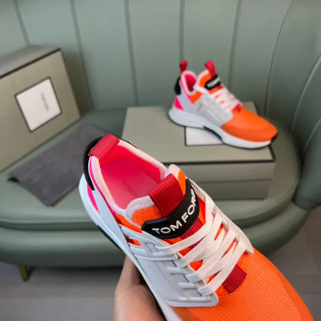 Tom Ford Orange Red Mesh Upper Sculpted White Midsole Lifestyle Sneakers