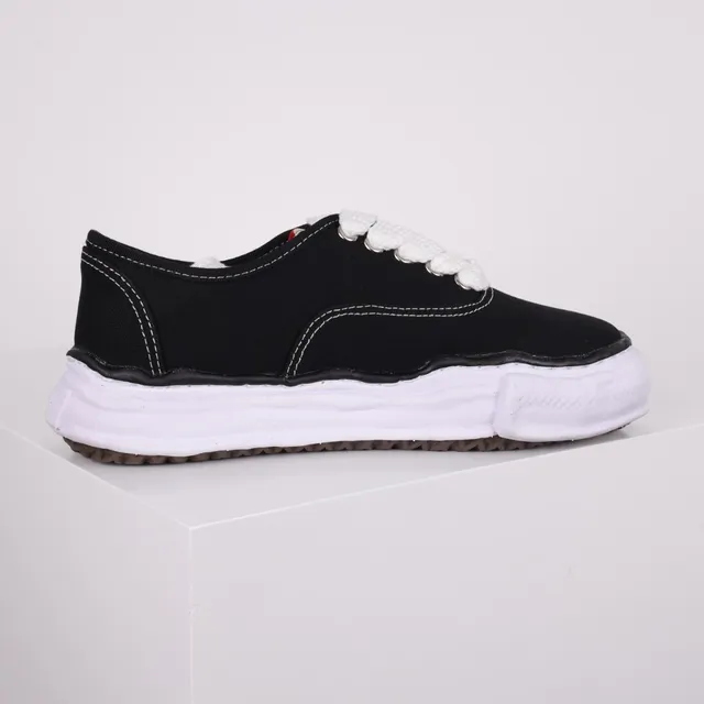 MMY Black White Canvas Upper Thick Wavy Midsole Sneakers