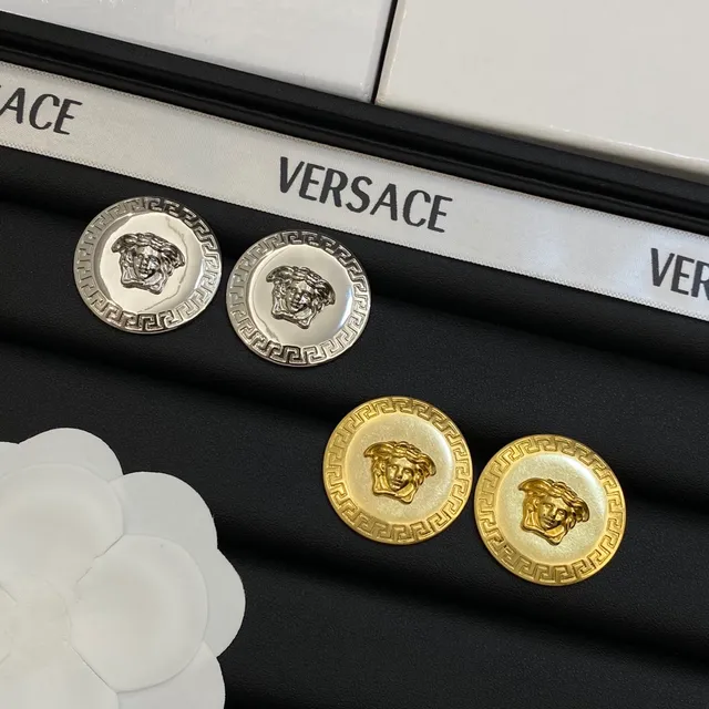 Versace Medusa Brooch Gold Silver Circular Medallion Head Motif Brooch