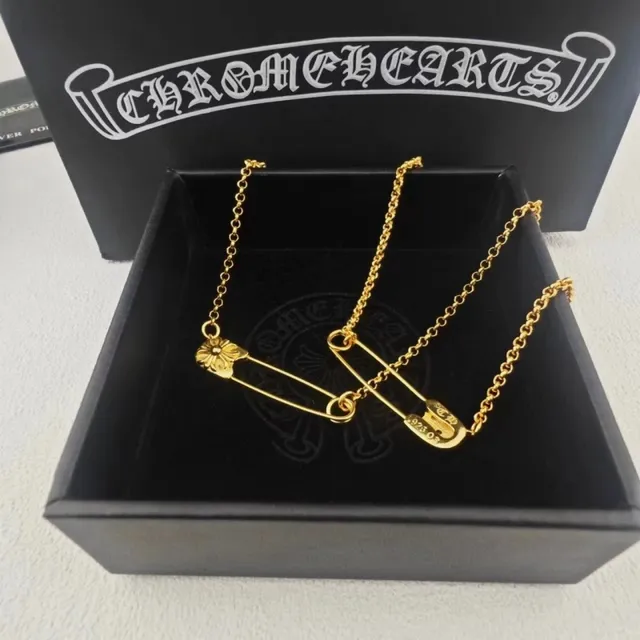 Chrome Hearts Floral Safety Pin Pendant Necklace