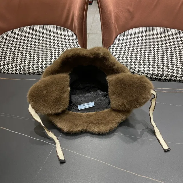 Brown Beige Fur-Lined Ear-Flap Beanie