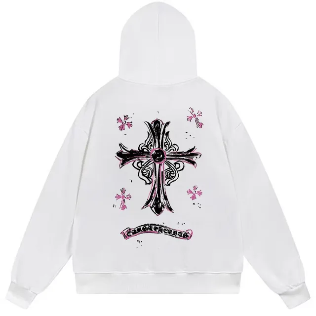 Black Pink Oversized Fit Embroidered Circular Logo Hoodie