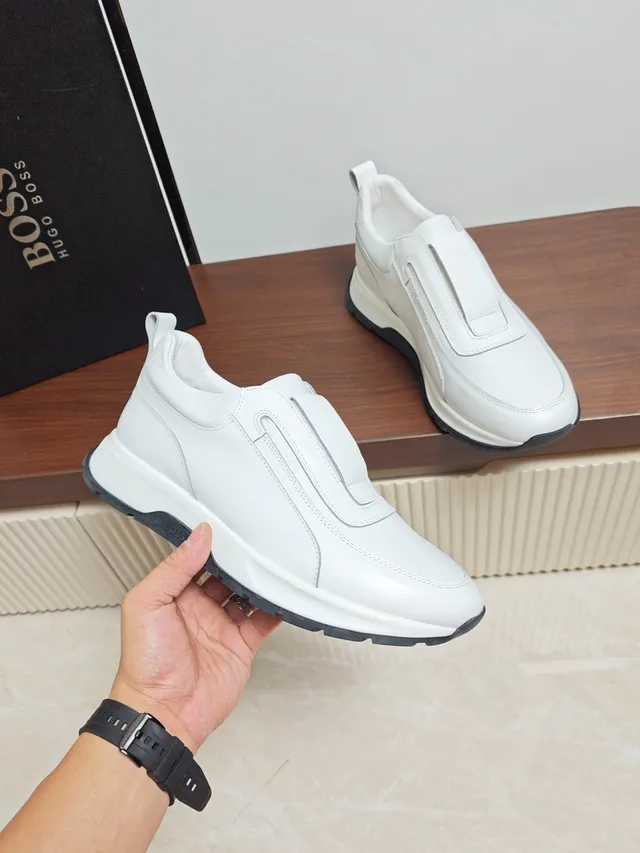 Hugo Boss White Slip-On Leather Lifestyle Sneakers