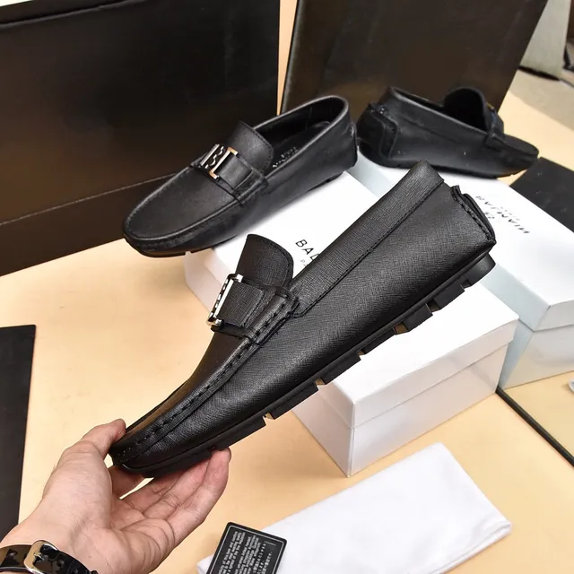 Balmain B-Buckle Black Leather Loafers