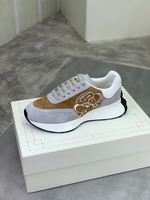 Alexander McQueen Oversized Sneaker Beige Gray Suede Lifestyle Sneakers