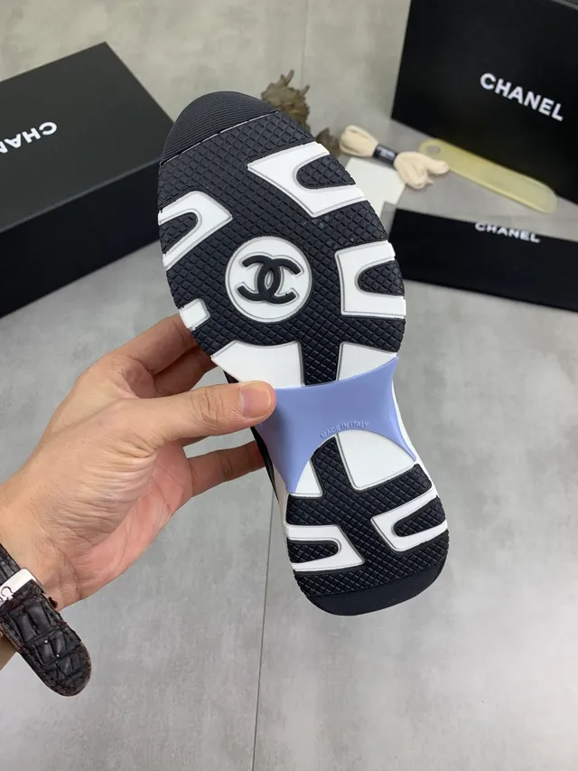 Chanel White Blue Layered Sole Interlocking CC Logo Chunky Sneakers