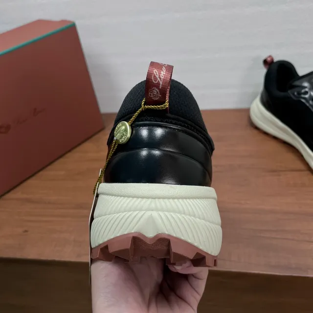Loro Piana Black Mesh and Leather Lifestyle Sneaker