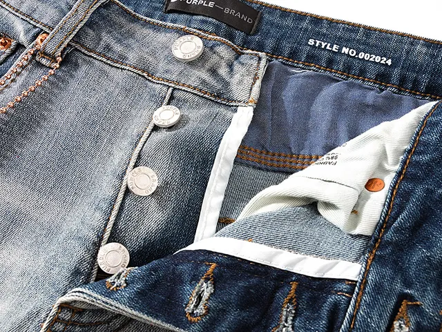 Purple Brand Distressed Paint-Splatter Light-Wash Slim-Fit Jeans
