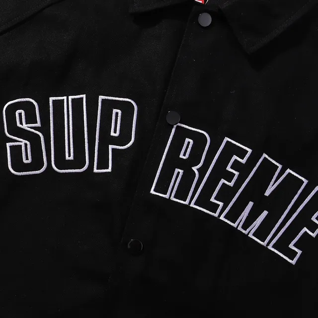 Supreme Coach Black White Collared Button-Front Jacket