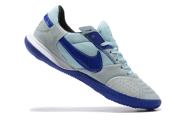 Nike Gato Blue Gray Low-Top Mesh-Suede Upper Indoor Soccer Shoes
