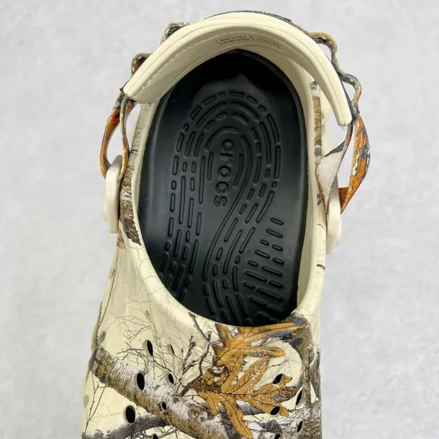 Crocs Beige Multicolor Molded Foam Camouflage-Print Strap Clog