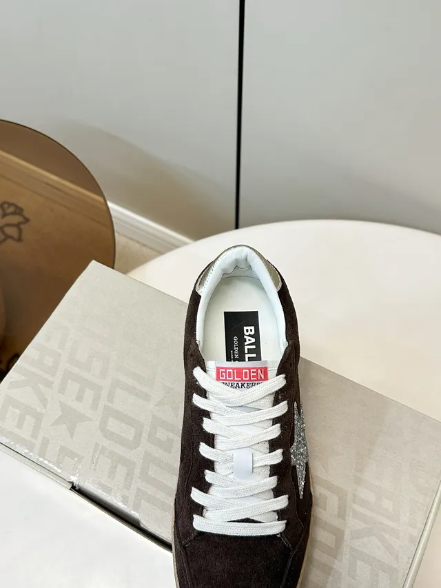 Golden Goose Ball Star Brown Suede Glitter Star Lifestyle Sneakers