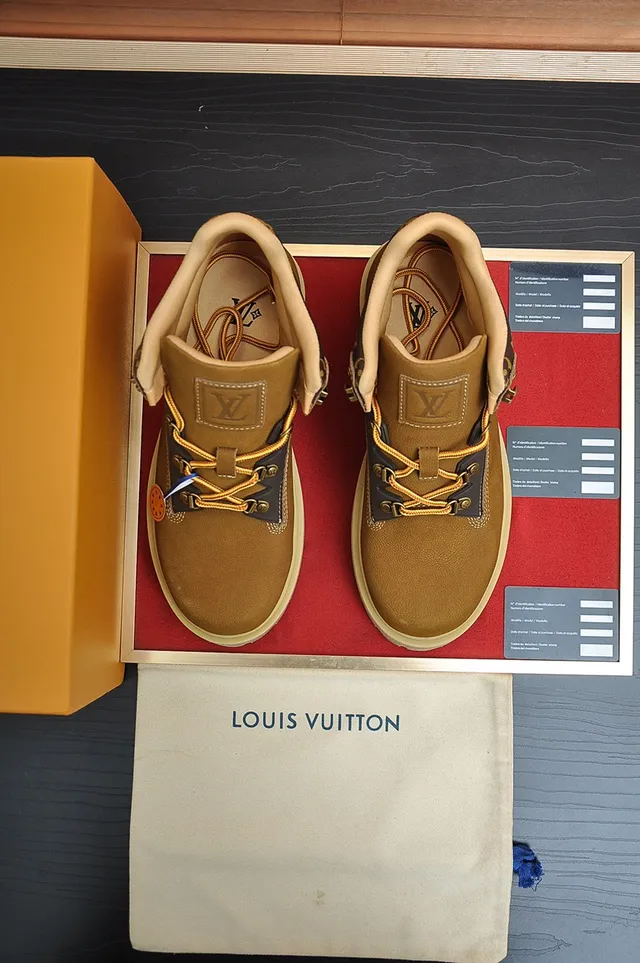 Louis Vuitton Tan Monogram Collar Work Boots
