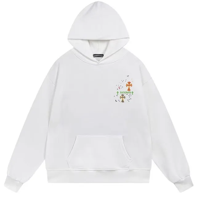 White Oversized Graphic Cross Print Hoodie