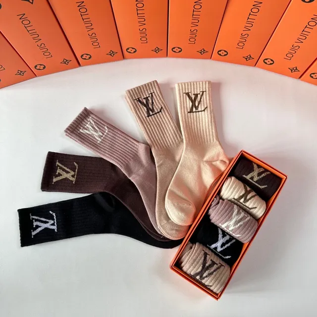 Louis Vuitton Monogram Ribbed Knit Crew Socks