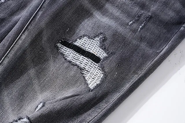 Purple Brand Distressed Slim-Fit Washed Gray Jeans
