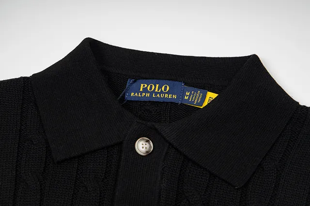 Polo Ralph Lauren Beige Navy Cable-Knit Sleeveless Polo Shirt